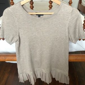 Knit Top w/ Chiffon Pleated Hem